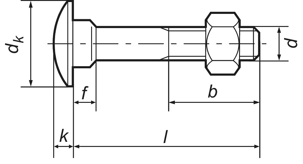 DIN 603  M  5 x  25  with nut  4.6